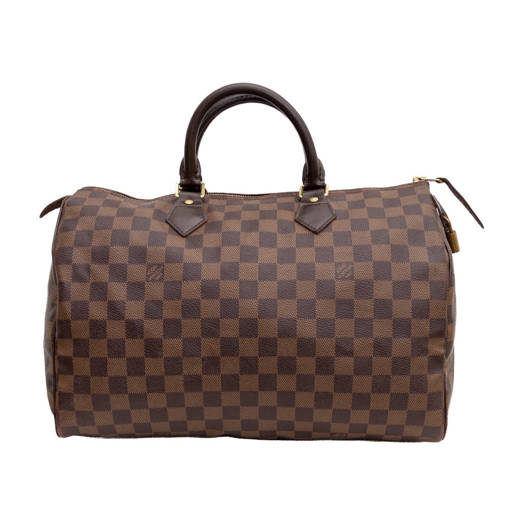 Louis Vuitton Speedy 30 Damier Ebene Brown Handbag Boston Bag 2014 Made in USA